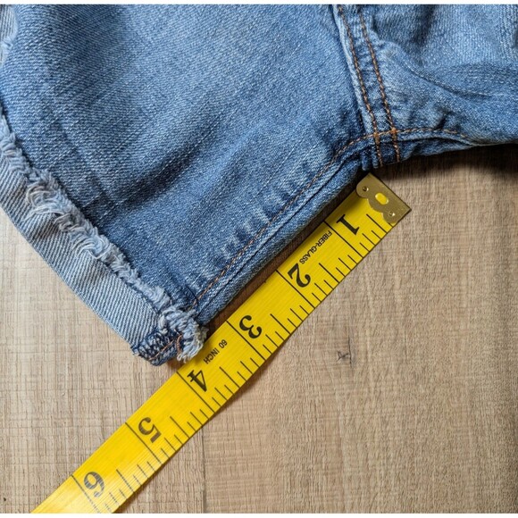 Loft Size 6 Denim Shorts Button Fly Rolled Cuffs Whiskered Medium Wash Boho - Picture 8 of 8